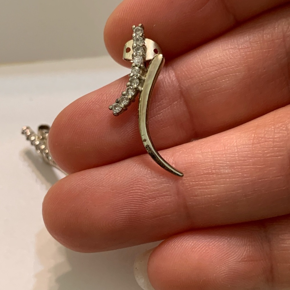 .925 Pure Sterling Silver & CZ Climber Earrings